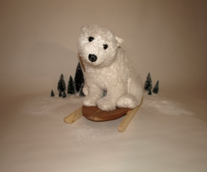 Xmas deco - wooden sled Speedster with Mister Bear